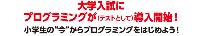 2024年から大学入試にプログラミングが導入開始！ 小学生の今からプログラミングをはじめよう！