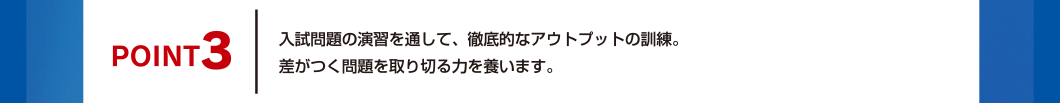 POINT3 入試問題の演習を通して、徹底的なアウトプットの訓練。